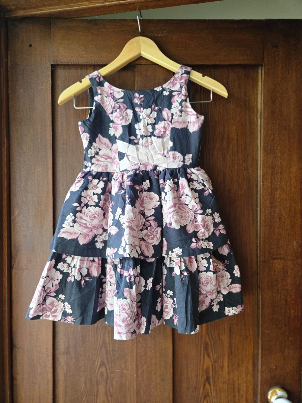 Janie and Jack 🤎 Brown Girls Do Ballet 🤎 Grey Dress with Pink Floral Print